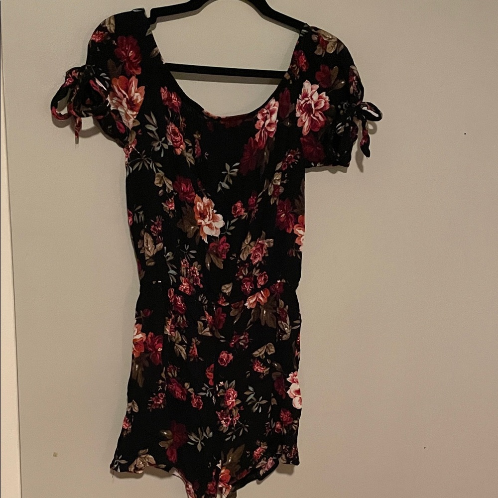 Ambiance Black and Pink Floral Romper
